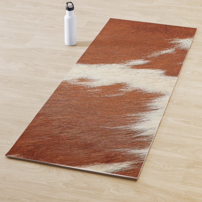 Brown and white cowhide texture yoga mat (In Situ)