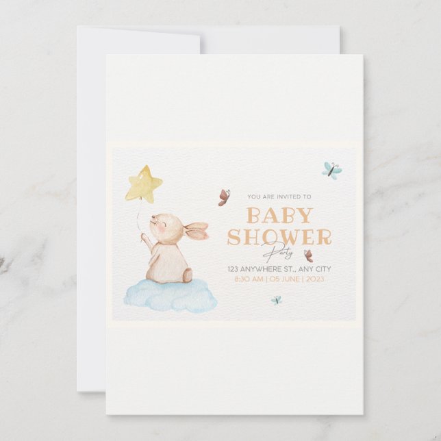 Brown and White Cute Baby Shower Card (Front)