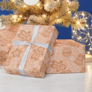 Brown and White Cute Modern Christmas Wrapping Paper