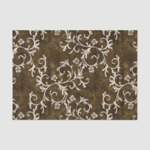 Brown and White Damask Tissue Paper