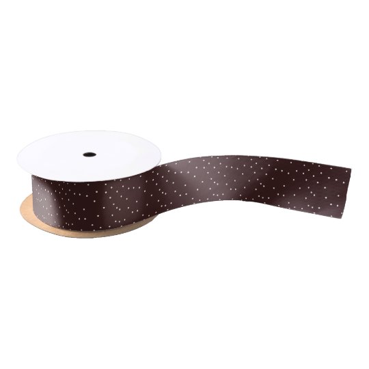 Brown and white dot satin ribbon