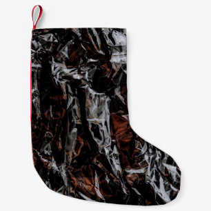 Brown and white dried leaves small christmas stocking