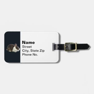 Brown and White Dutch Rabbit Luggage Tag
