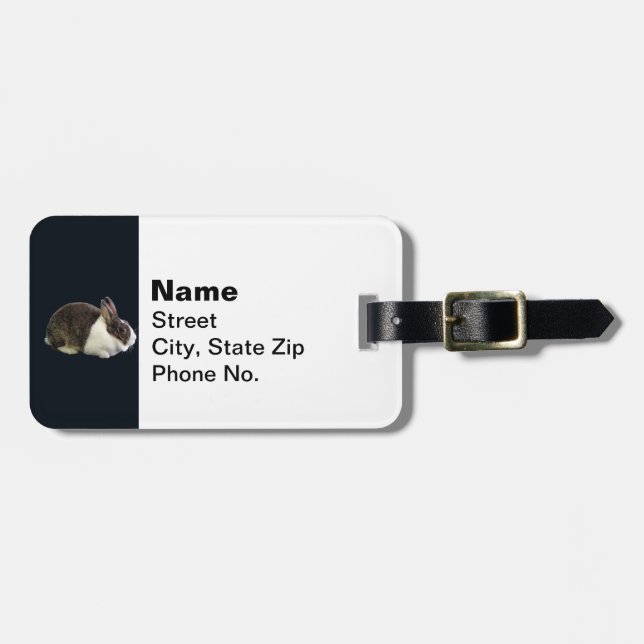 Brown and White Dutch Rabbit Luggage Tag (Front Horizontal)