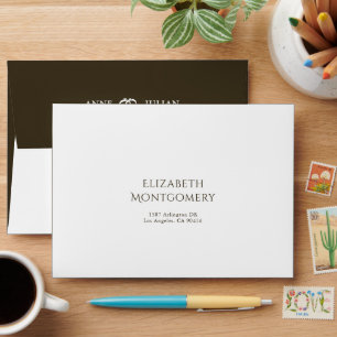 Brown and white Elegant Modern Wedding Invitation Envelope