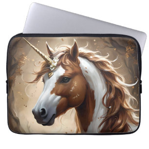 Brown And White Fantasy Unicorn,  Laptop Sleeve