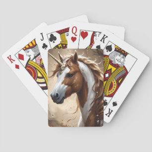 Brown And White Fantasy Unicorn,  Playing Cards