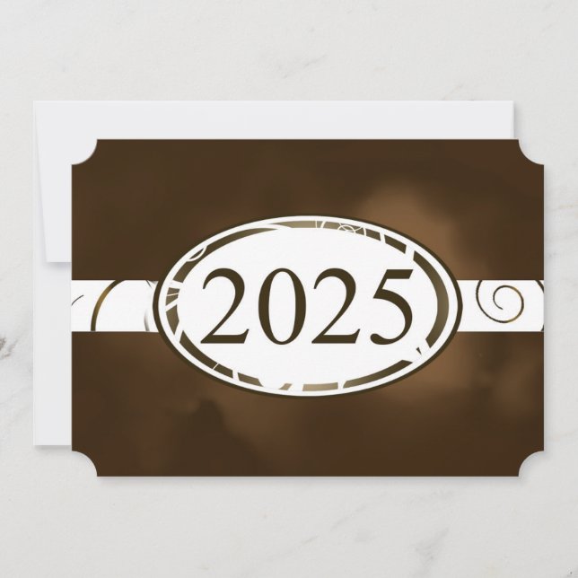 Brown and White Floral Button 2025 Card (Front)