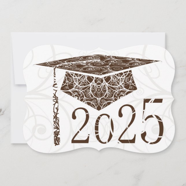 Brown and White Floral Cap 2025 Card (Front)