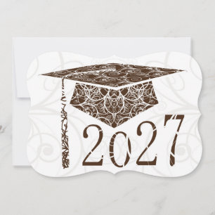 Brown and White Floral Cap 2027 Card