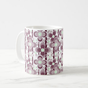 brown and white floral pattern coffee mug