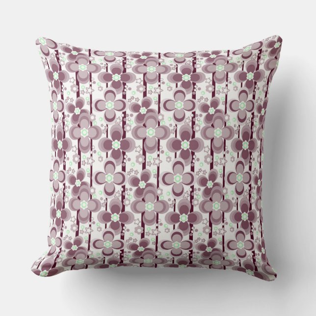 brown and white floral pattern cushion (Front)