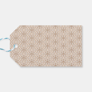 Brown and White Floral Pattern Gift Tags
