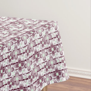 brown and white floral pattern tablecloth