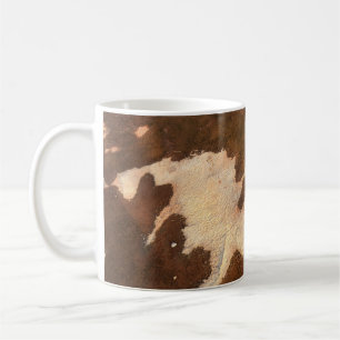 Brown and white floral textile coffee mug