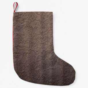 Brown and white floral textile small christmas stocking