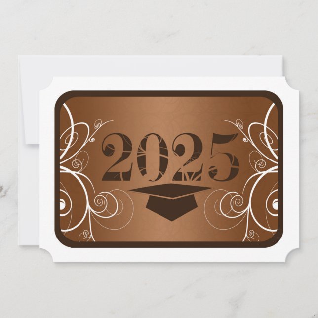 Brown and White Frame Graduation Invitation (Front)