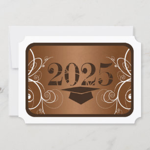 Brown and White Frame Graduation Invitation