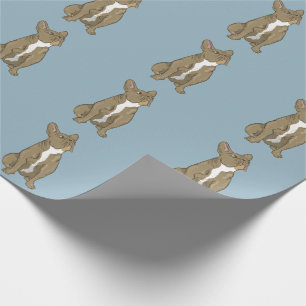 Brown and white french bulldog wrapping paper