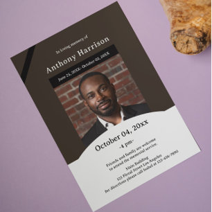 Brown and White Funeral Invitation
