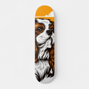 Brown and White Fur Dog Skateboard