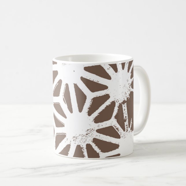 Brown and white geometric pattern coffee mug (Front Right)
