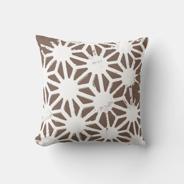 Brown and white geometric pattern cushion (Front)