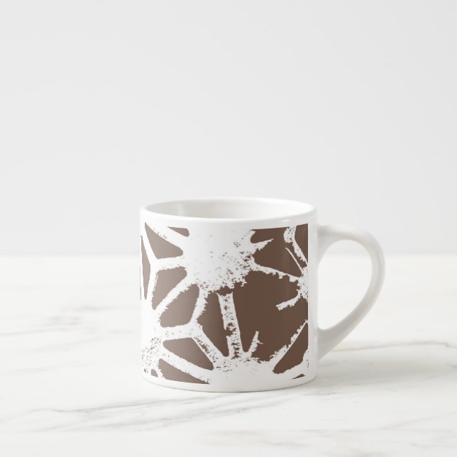 Brown and white geometric pattern espresso cup (Right)