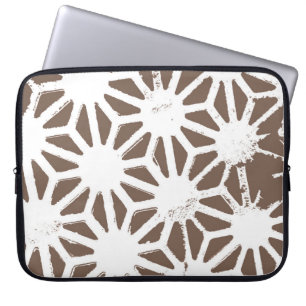 Brown and white geometric pattern laptop sleeve
