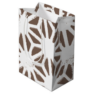 Brown and white geometric pattern medium gift bag