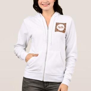 Brown and White Geometric Pattern Modern Monogram Hoodie