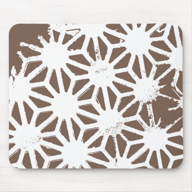 Brown and white geometric pattern mouse mat (Front)