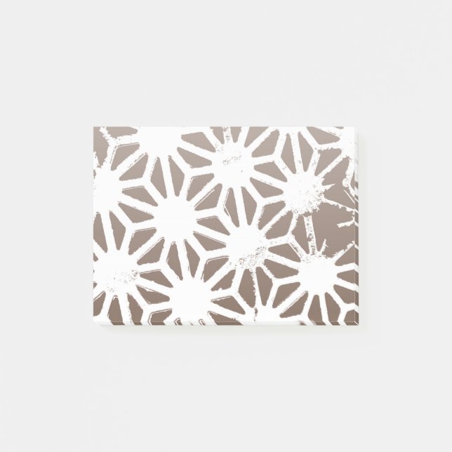 Brown and white geometric pattern post-it notes (Front)