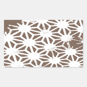 Brown and white geometric pattern rectangular sticker