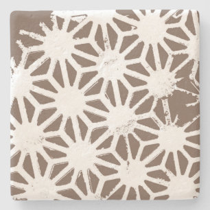 Brown and white geometric pattern stone coaster