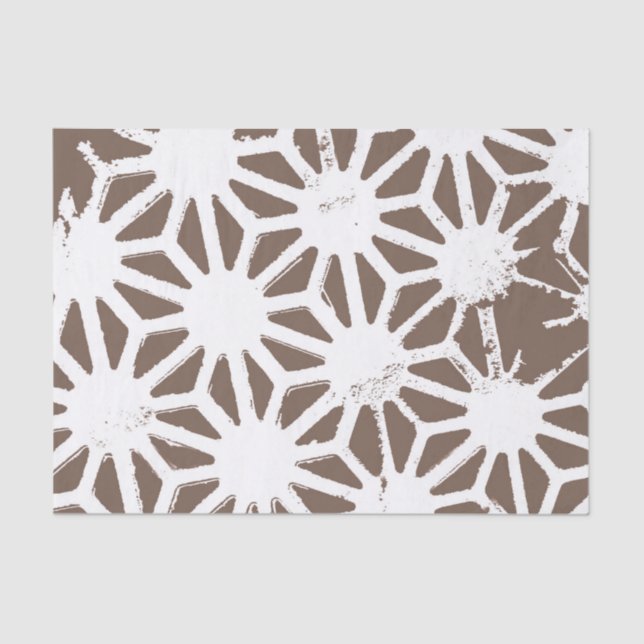 Brown and white geometric pattern tissue paper (Front)