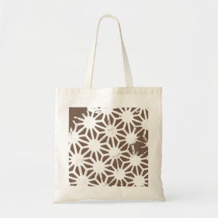 Brown and white geometric pattern tote bag