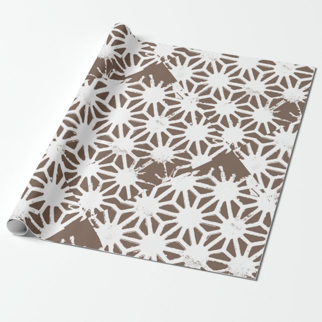 Brown and white geometric pattern wrapping paper (Unrolled)