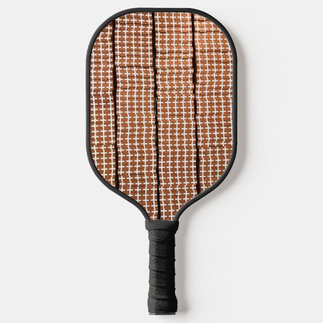 Brown and White Geometric Print Pickleball Paddle (Front)