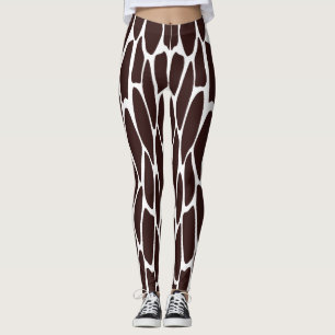 Brown and White Giraffe Print Pattern Leggings