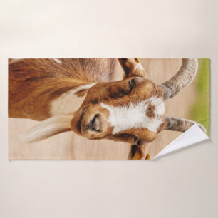 Brown and White Goat Bath Towel Set