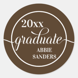 Brown and White Graduate and Year Sticker