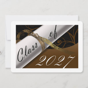 Brown and White Graduation Announcement