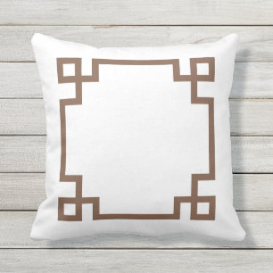 Brown and White Greek Key Outdoor Cushion