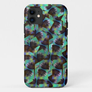 Brown And White Guinea Pig Abstract Art, iPhone 11 Case