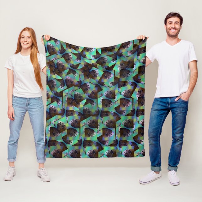 Brown And White Guinea Pig Abstract Pattern,  Fleece Blanket (In Situ)