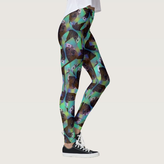 Brown And White Guinea Pig Abstract Pattern,  Leggings (Right)
