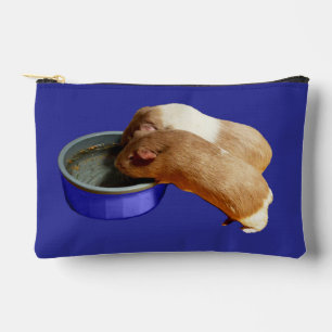 Brown And White Guinea Pig Drinking,  Accessory Pouch