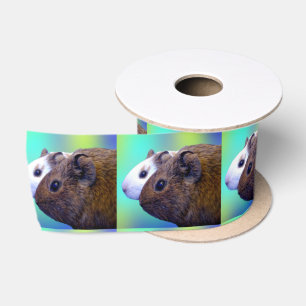 Brown And White Guinea Pigs, Satin Ribbon