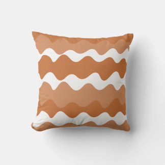 Brown and white horizontal waves pattern cushion